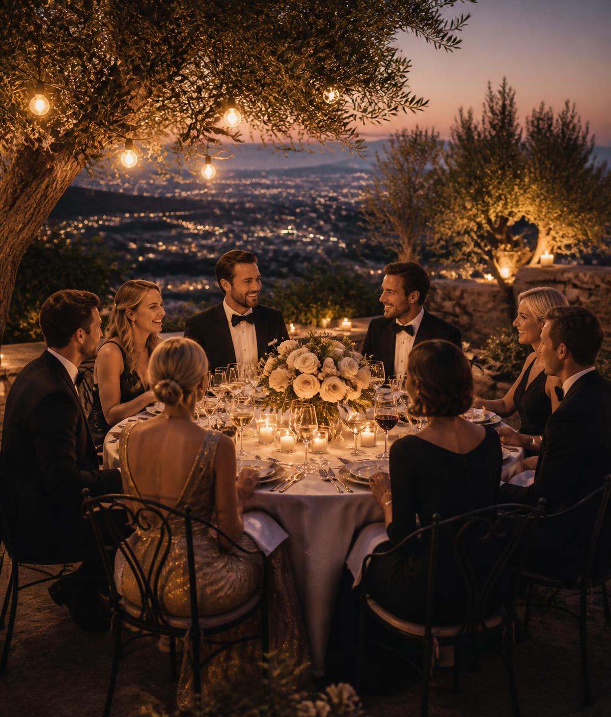 Members at a candlelit private dinner